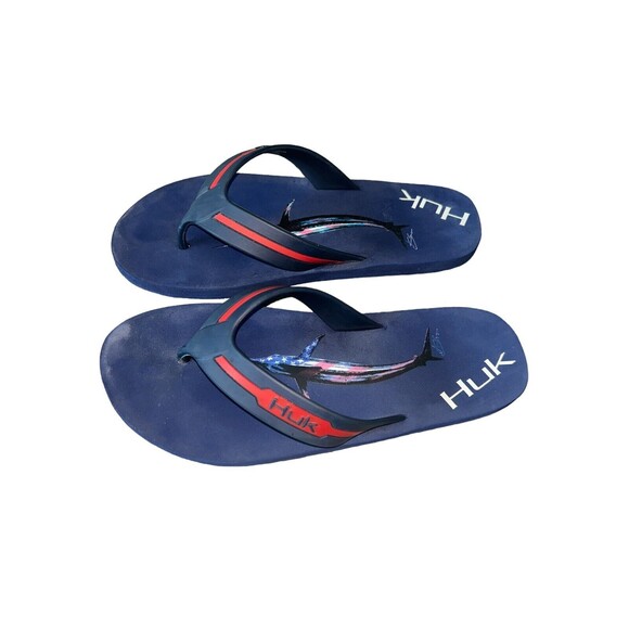 Huk Fishing Flipster Flip Flops Sandals Thongs Mens Size 8 - Picture 1 of 2